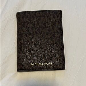 Michael Kors Women’s Dark Brown MK Monogram Passport/Card Holder